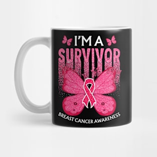 In October We Wear Pink Butterfly Breast Cancer Awareness Mug